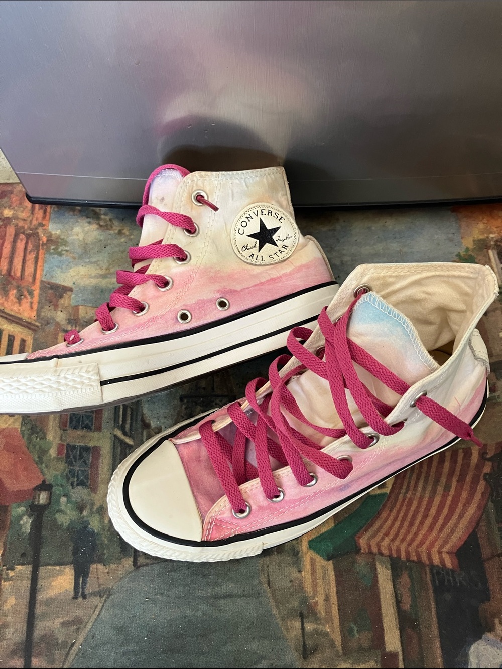 Converse High Top Sneakers - Pink and White Sunset Ombre